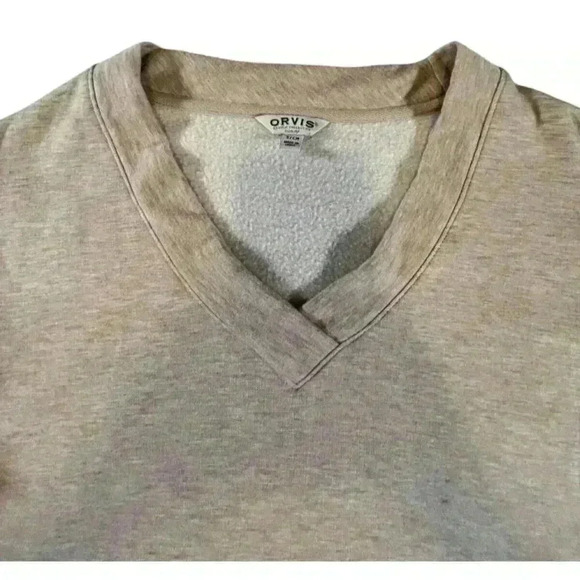 Orvis Women's Oatmeal V-Neck Dropped Shoulders Sweatshirt SIZE-SMALL - Picture 7 of 8